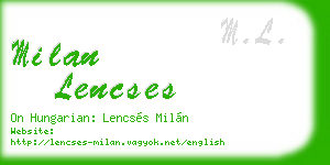 milan lencses business card